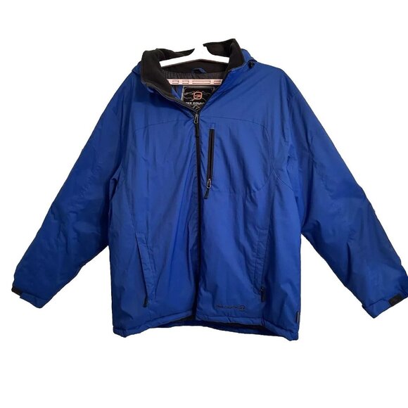 Free Country Men’s Heavy Hooded Coat Winter Blue XX Large Snow Ski Cell Pocket - Picture 1 of 13